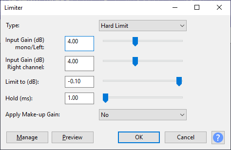 Limiter in Audacity
