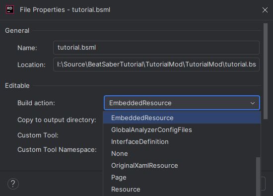 Embedded Resource Property Screenshot
