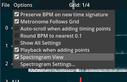 Tempora's spectrogram toggle